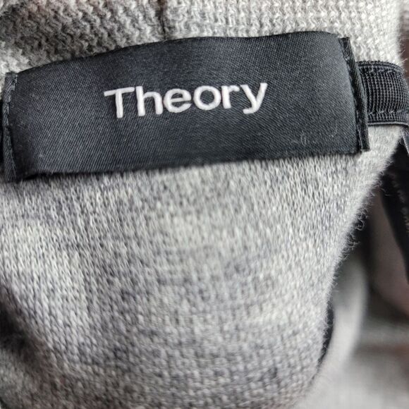 Theory Myhlo Hoodie Mens Size XL  Waffle-Knit Gray Cotton-Blend  2 Way  Zip-Up - Picture 8 of 10